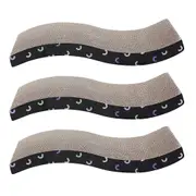 3x Paw & Claws 42x21cm Wavy Cat Scratch Pad Pet Scratcher Toy Play Toy w/ Catnip