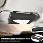 Car Sun Visor Tissue Box PU Leather Paper Napkin Cover Auto Styling (Black)