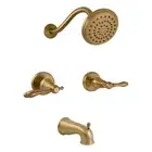 Design House Oakmont 2 Handle Bath Brass Shower Trim with Valve in Brushed Gold