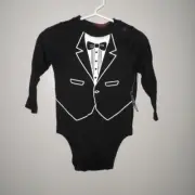 OLD NAVY faux tuxedo 12-18M novelty dressy lapels creeper NWT tux romper