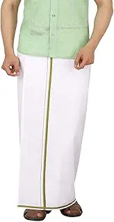 [Stylesindia] Cotton Single Layer White Dhoti 1.8 Meters Length Lungi Sarong With Colored Border Dhoties