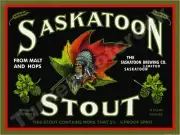 Saskatoon Stout Beer Label 9" x 12" Metal Sign