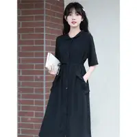 在飛比找ETMall東森購物網優惠-黑色夏季復古赫本風顯瘦連衣裙