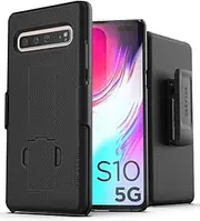 Encased Galaxy S10 5G Belt Clip Case (2019 DuraClip) Slim Grip Cover with Holster for Samsung S10 5G (Black)