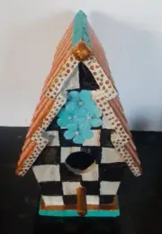 Designer Inspired decorative bird house, hand painted by seller