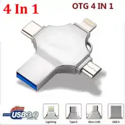 USB 3.0 Flash Drive 256GB 4 in 1 Memory Stick For iPhone iPad Android AU