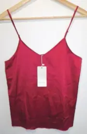 Ekouaer Women's Top Red X-Small Satin Polyester Spandex Adjustable Straps New