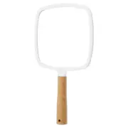 Portable Handheld Cosmetic Mirror Square Wood Handle Vanity Makeup Mirror