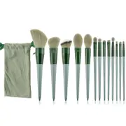 Catzon 13 Pcs Makeup Brushes Kit Foundation Eyeshadow Brush with Bag -Green