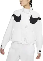 [Nike] Women's Sportswear Swoosh Repel Oversized Jacket - White/Black Swoosh