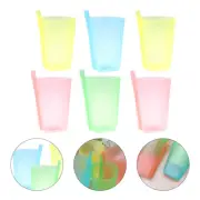 6 Pcs Drinking Glasses Candy Sip Cups Sippy Straw Suction Feeding Built Toddler