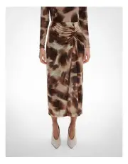 [Witchery] Gathered Side Mesh Skirt in Hazelnut Print