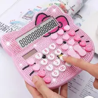 在飛比找蝦皮購物優惠-🔥台灣熱賣🔥 韓版粉色貼鑽心形按鍵 Kitt可愛卡通計算器 