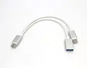 Powered USB-C Male to USB Type-A Female OTG Adapter Cable with USB Power Supply (Silver)