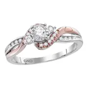 14k White Rose-tone Gold Round Diamond Solitaire Bridal Engagement Ring 1/4 Cttw
