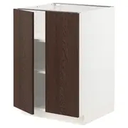 METOD base cabinet with shelves/2 doors, white/Sinarp brown, 60x60x80 cm