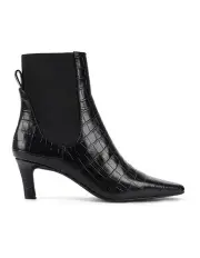 [Siren] Blair Gusset Ankle Boots in Black Croc