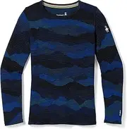 [Smartwool] Kids' Classic Thermal Merino Base Layer Pattern Crew, Blueberry Hill Mountain Scape, X-Large