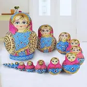 Matryoshka Traditional Matryoshka 15-Piece Set Russian Nesting Dolls Wooden Toys Hand-Painted Christmas Halloween Gifts The Perfect Blessing Gift
