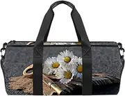 EGGDIOQ Key Heart Daisy Designed Travel Duffel Bag Luggage Tote Bag Gym Sports Bag for Man Women
