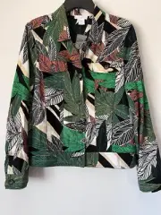 NWT Linen/Viscose CYNTHIA ROWLEY Tropical leaves Jacket Sz L