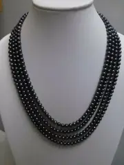 Beautiful 100 Inch Natural Black Freshwater Pearl Long Necklace 6-7mm