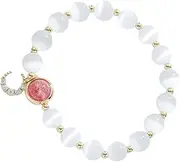 HAMPPLIES Natural Strawberry Crystal Bracelet Skin Friendly Beaded Wrist Chain Jewelry Decor for Women Elegant Design for Boosting and Enhancing Style