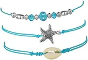 [LIFKOME] Style Anklet Chain 3 Pcs Sea Star Shell Anklets Foot Pendant for Women Adjustable Girls' Fashion Anklet for Special Occasions