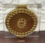 RARE Vintage BELLE GOLD & LUCITE Mid Century Modern COMPACT With Box