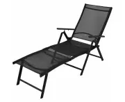 Folding Sun Lounger Aluminium Black Adjustable Recliner Weatherproof Textilene