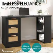 Alfordson Computer Desk Drawers Office Laptop PC Study Table Shelf Black