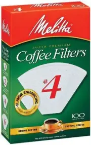 Melitta Super Premium #4 Cone Paper Coffee Filters White, 100 Count - Pack of 2