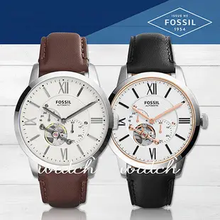 【FOSSIL】簡約時尚_三眼計時低調_皮革機械男錶(ME3064/ME3104)