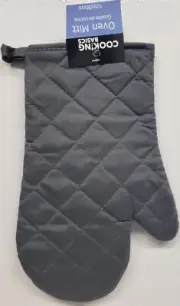 Fabric Printed Reversible Kitchen Oven Mitt (12") SOLID DARK GREY/GRAY COLOR, CB