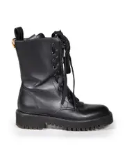 Black Leather Lace Up Combat Boots
