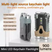 Rechargeable Mini Keychain EDC Flashlight 900 Lumens USB Type-C LED Work Light