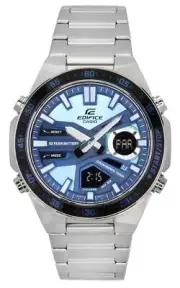 Casio EDIFICE Stainless Steel Blue Dial Quartz EFV-C110D-2B 100M Mens Watch