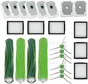 For iRobot Roomba i7 i7+/i7 Plus i8 E5 E6 E7 Replacement Accessories, 4pcs Rubber Rolling Main Brush, 6pcs Side Brush, 6pcs Screws, 6pcs Vacuum Filters, 8pcs Vacuum Bags, Home Vacuum Replacement Parts