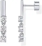 PAVOI 14K Gold Plated Sterling Silver Posts Mini Bar Drop Dangle Flat Back Earrings for Women | Dainty Helix Cartilage Piercing Jewelry | Baguette Bezel Marquise Pearl Cubic Zirconia Stone Studs