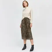 NEW WAREHOUSE LEOPARD ANIMAL PRINT MIDI MESH SKIRT CHIC DAY NIGHT WORK LOOK 16