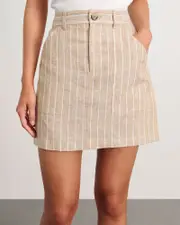 [Jag] Jag Women's Sabine Linen Stripe Mini Skirt In White/natural Size 6 6 White