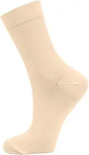 [Generic] Natural Bamboo Socks 6 Pairs Antibiotic Business Crew Socks for Men and Women - Best Socks for Sweaty Feet - Black Socks Beige 11-14