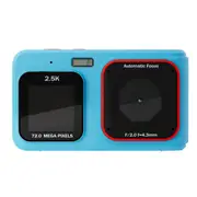 Blue 2.5K HD Video 16X Zoom MP3 72MP Photo Dual Screen Selfie Camera 32G Memory Card Home Travel Portable