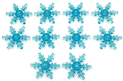 Lego 10 New Trans-Light Blue Rock 4 x 4 Crystal Ice Snowflake Pieces Parts