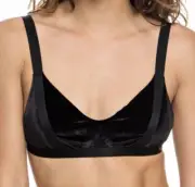 ROXY Western Escape Fixed Triangle Cup Black Velvet Bikini Swim Top NEW Womens L