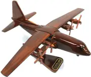 C130 H Hercules Wooden Model Airplane Mahogany -W- Personalized Plaque on stand.