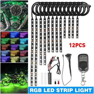 RGB Motorcycle LED Strip Light Under Glow Neon Kit Wireless Remote Control EXC