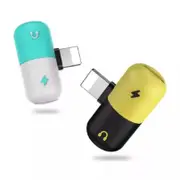 2 in 1 Mini Pill Lightning Audio Music Cable Adapter Headphone Audio Charger Splitter