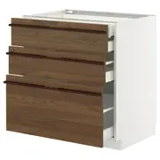 METOD / MAXIMERA base cb 3 frnts/2 low/1 md/1 hi drw, white/Stensta dark brown ash veneer, 80x60x80 cm