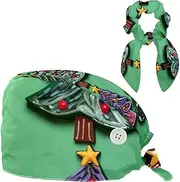 [CWAGFEQZ] Scrub Caps Women,Scrub Hats Suitable for Women,Christmas Decoration Tree